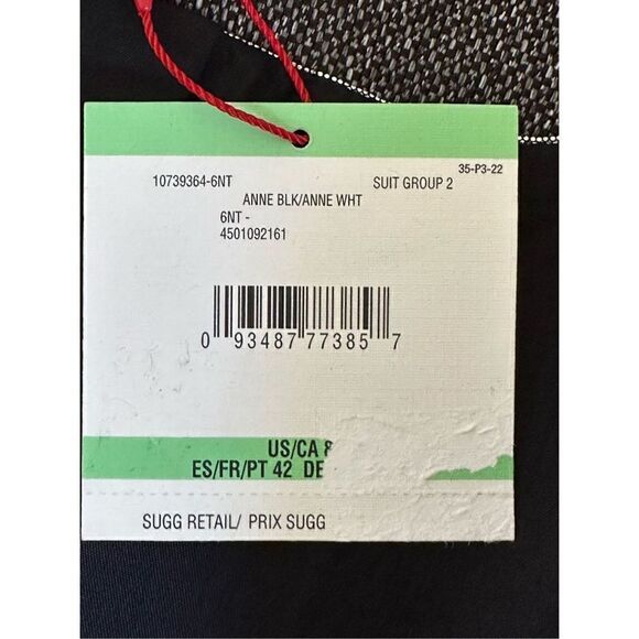 Anne Klein Women’s Black Herringbone Wide-Lapel Belted-Cuff Blazer Size 8 - Picture 6 of 12